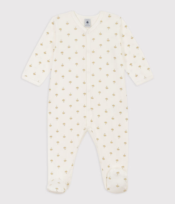 Dors-bien palmiers en coton blanc MARSHMALLOW/blanc MULTICO