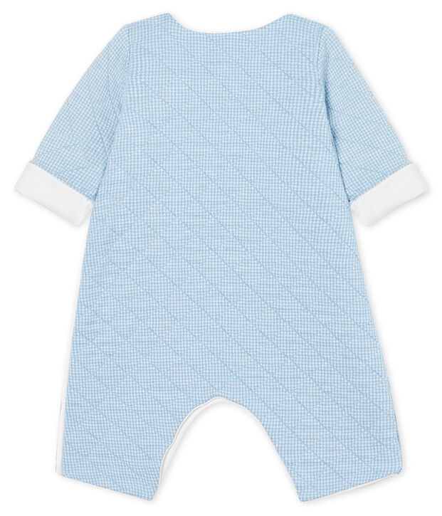 Combinaison longue b&eacute;b&eacute; en tubique matelass&eacute; bleu/blanc