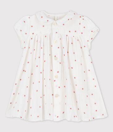 PETIT BATEAU - Robe manches courtes en gaze de coton bio bébé