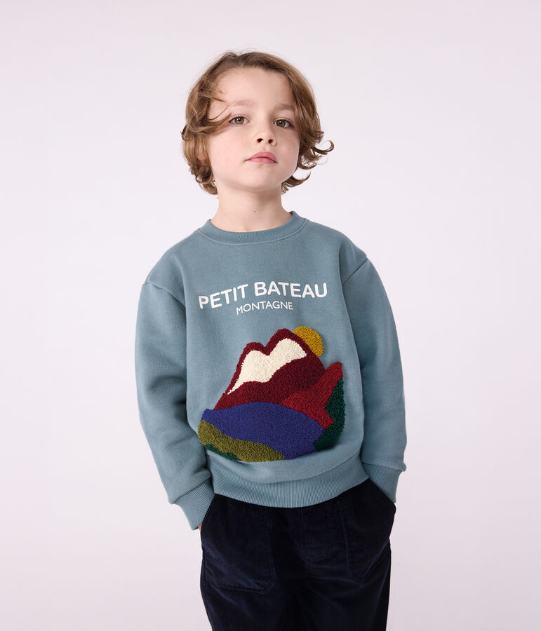 Sweatshirt enfant en coton &agrave; motif bleu GOBELIN