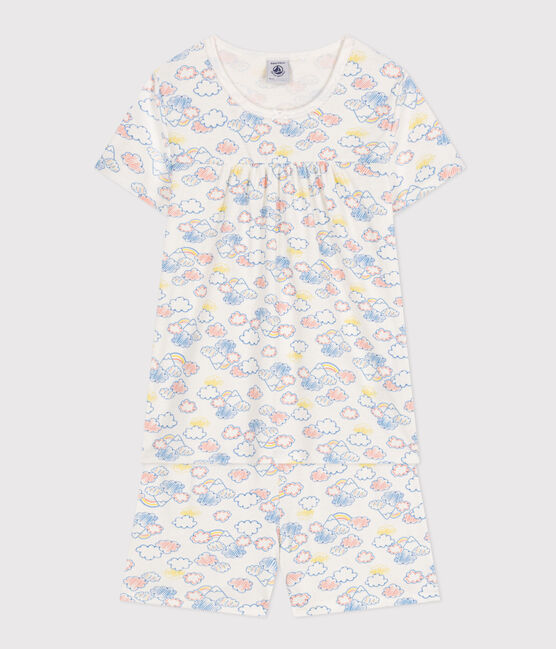 Pyjama short imprimé arc-en-ciel en coton enfant blanc MARSHMALLOW/blanc MULTICO