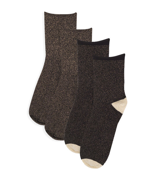 Lot chaussettes mi-hautes femme noir NOIR/jaune OR