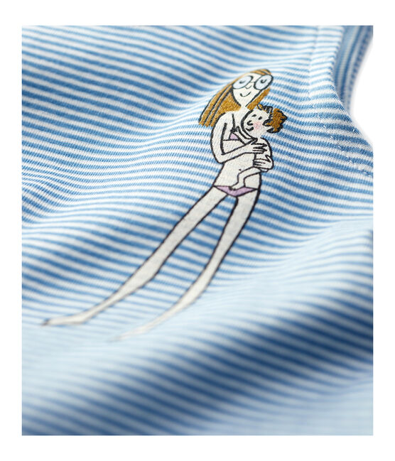 Robe en coton bio bébé. bleu ALASKA/blanc ECUME