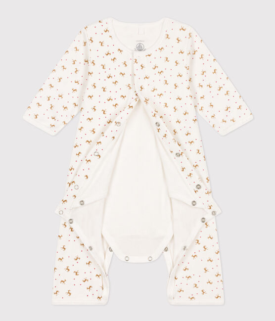 Bodyjama sans pieds bébé en coton rouge MARSHMALLOW/blanc HARISSA
