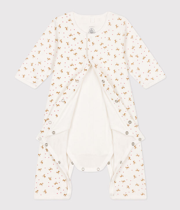 Bodyjama sans pieds b&eacute;b&eacute; en coton blanc/rouge