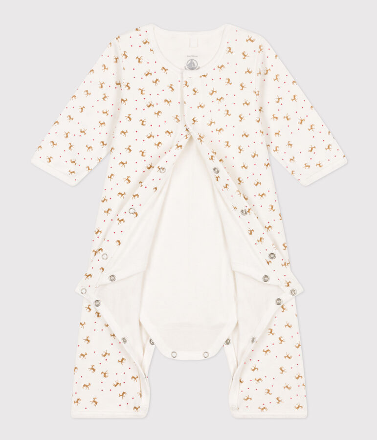 Bodyjama sans pieds b&eacute;b&eacute; en coton rouge MARSHMALLOW/blanc HARISSA
