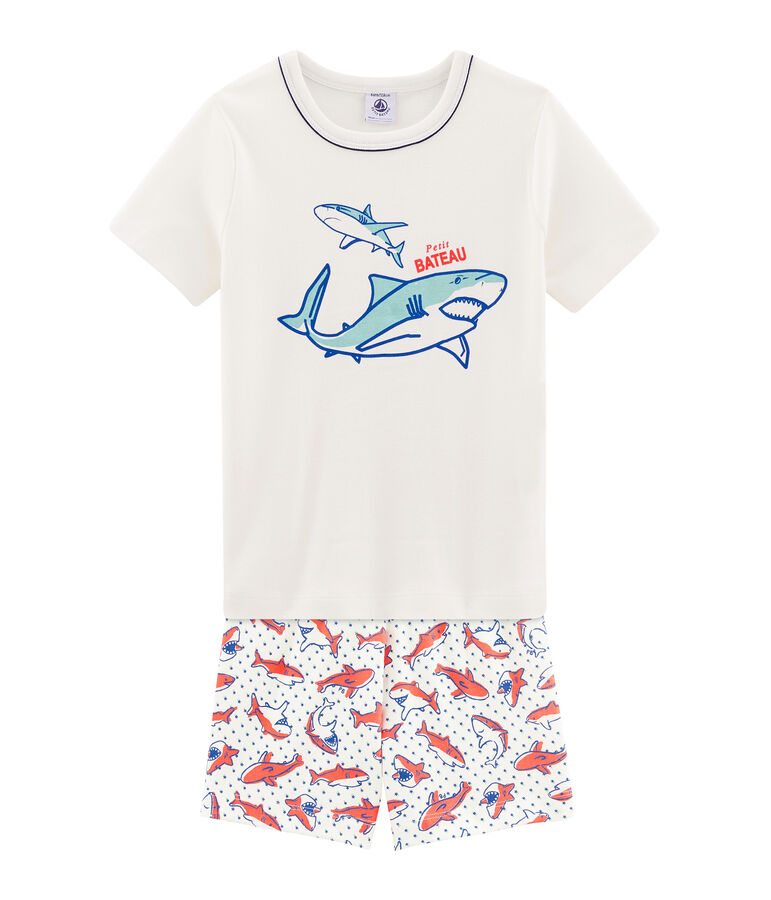 Pyjacourt petit gar&ccedil;on en c&ocirc;te blanc MARSHMALLOW/blanc MULTICO