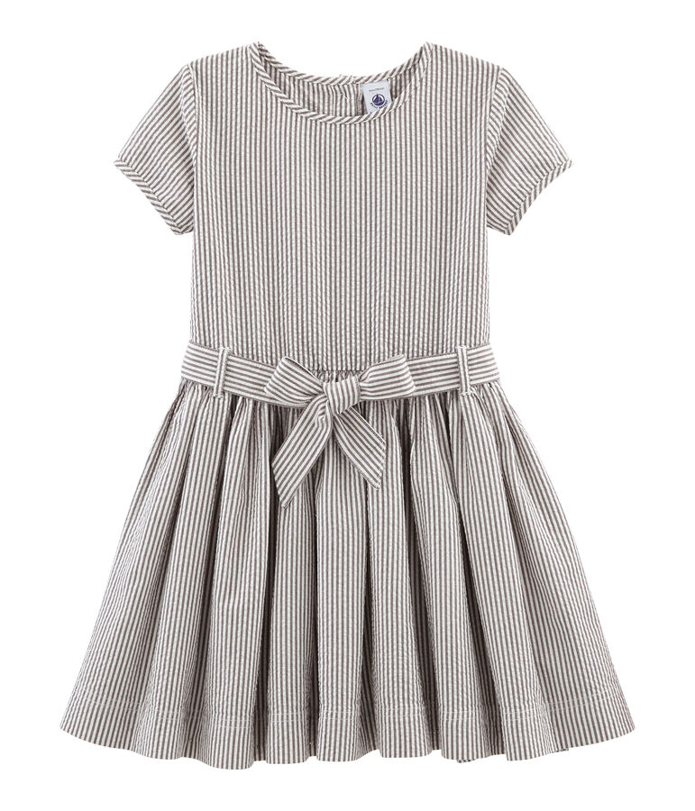 Robe enfant fille marron/blanc