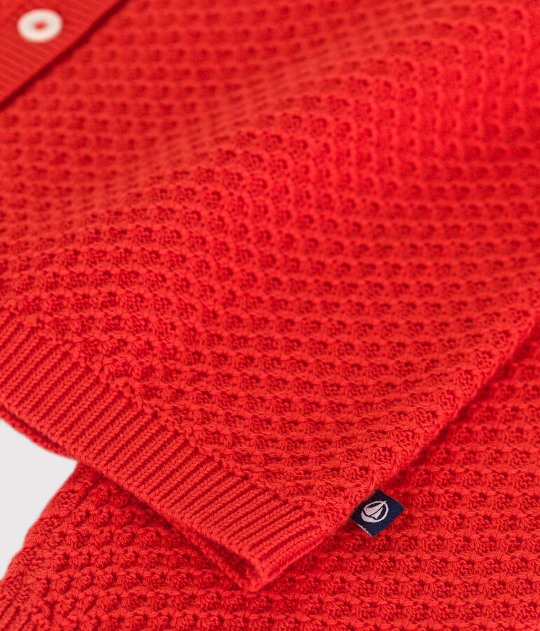 Cardigan enfant en coton point fantaisie rouge SPICY