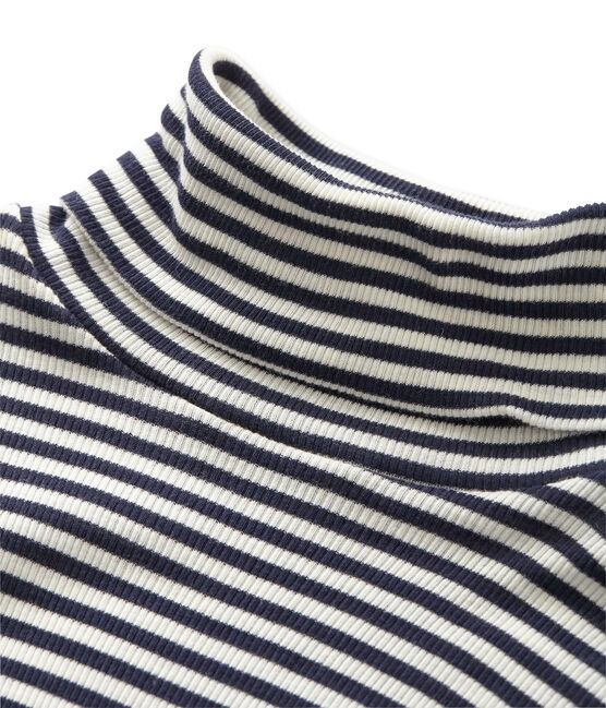Sous pull femme rayé en coton ultra light bleu SMOKING/beige COQUILLE