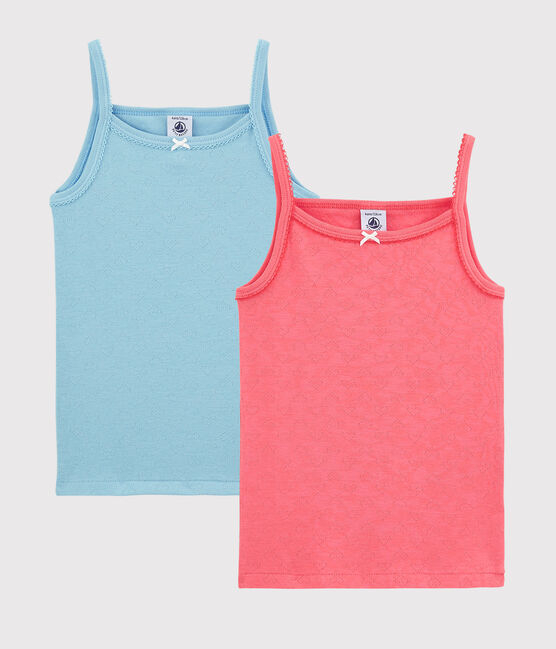 Lot de 2 chemises à bretelles ajourées colorées petite fille en coton biologique variante 1