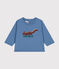 Tee-shirt manches longues en jersey fin bébé bleu BEACH