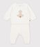 Ensemble b&eacute;b&eacute; en tricot &agrave; motif blanc cass&eacute;