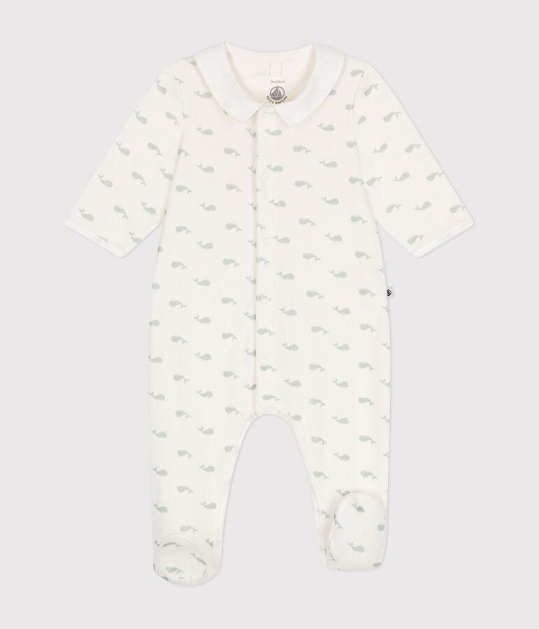 Pyjama en velours b&eacute;b&eacute; blanc MARSHMALLOW/ HERBIER
