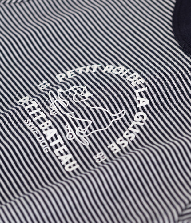 Combinaison courte en jersey b&eacute;b&eacute; bleu/blanc