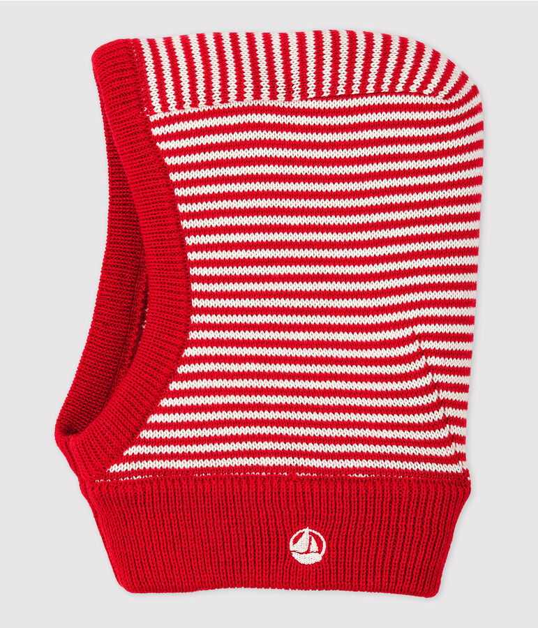 Cagoule b&eacute;b&eacute; &agrave; rayures rouge/blanc