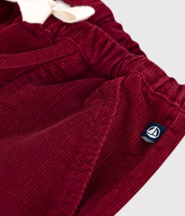 Pantalon b&eacute;b&eacute; en velours uni rouge AMARANTE