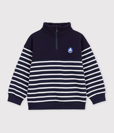 Sweatshirt col camionneur enfant en coton à rayures