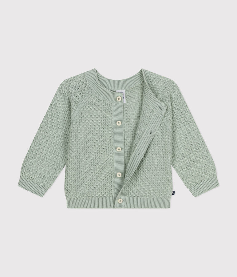 Cardigan en tricot de coton b&eacute;b&eacute; vert HERBIER