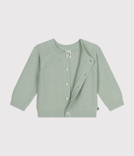 Cardigan en tricot de coton bébé vert HERBIER