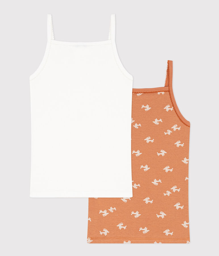 Lot de 2 chemises &agrave; bretelles chien en coton petite fille multicouleur