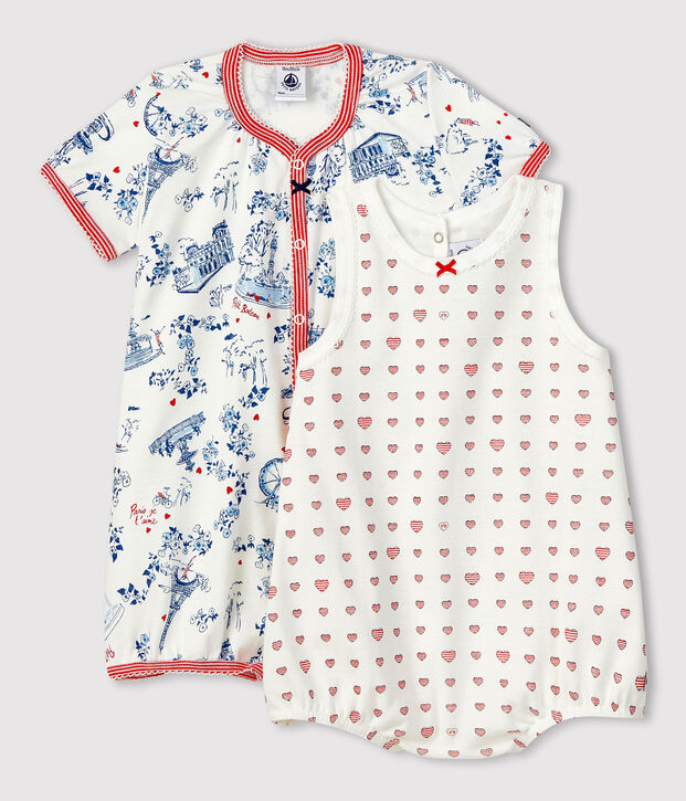 Duo de combicourts b&eacute;b&eacute; fille en c&ocirc;te multicouleur
