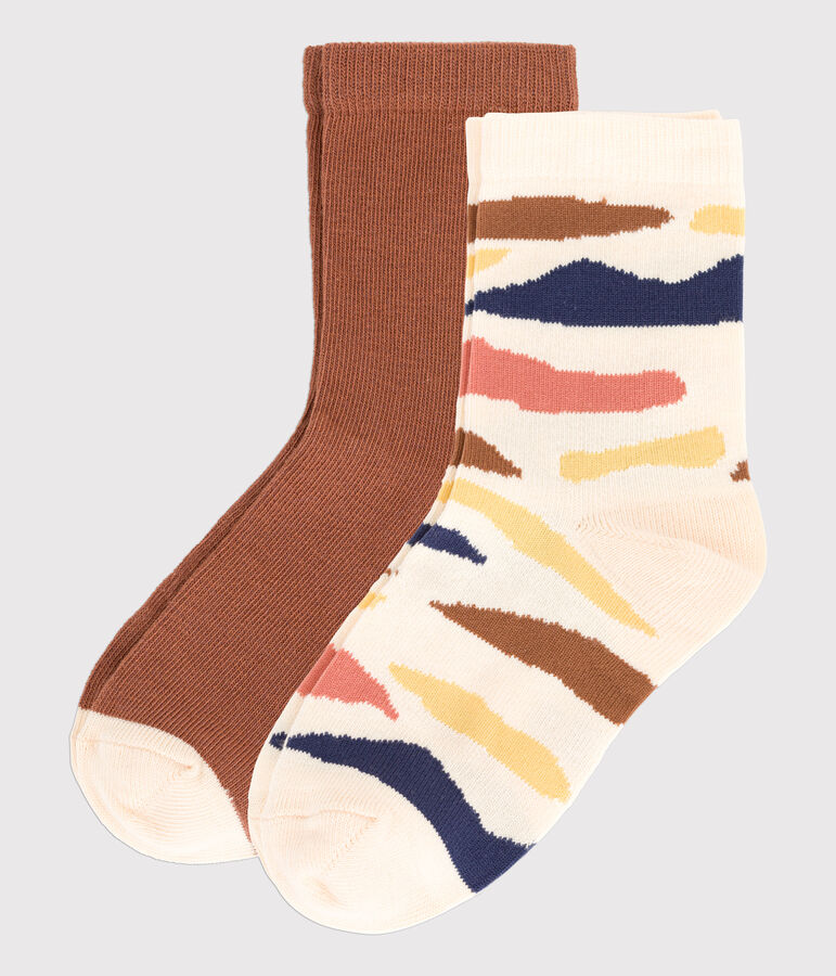 Lot de 2 paires de chaussettes enfant fille / gar&ccedil;on multicouleur