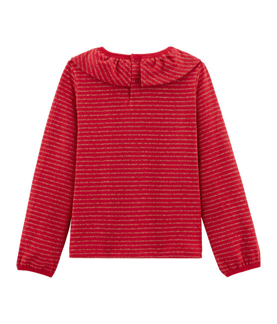 Tee-shirt manches longues enfant fille rouge TERKUIT/jaune OR