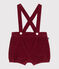 Short à bretelles bébé en velours uni AMARANTE