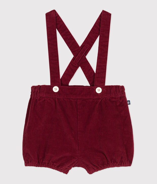 Short &agrave; bretelles b&eacute;b&eacute; en velours uni rouge
