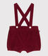 Short à bretelles bébé en velours uni
