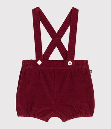 Short à bretelles bébé en velours uni