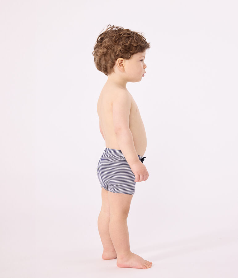 Short de bain b&eacute;b&eacute; bleu MEDIEVAL/blanc MARSHMALLOW