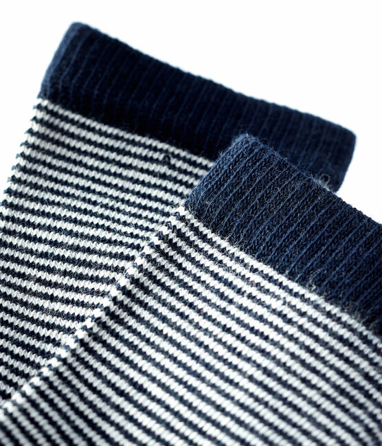 Paire de chaussette bébé. bleu SMOKING/blanc MARSHMALLOW