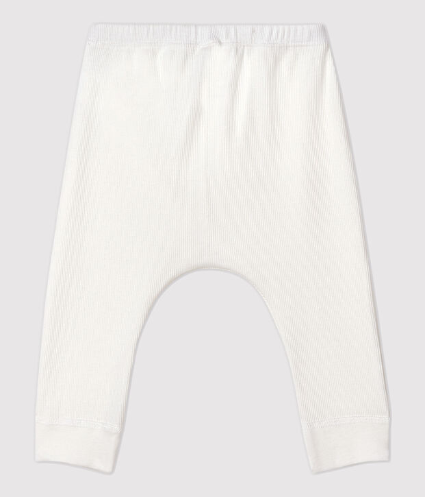Cale&ccedil;on b&eacute;b&eacute; en c&ocirc;te 2x2 en coton biologique blanc