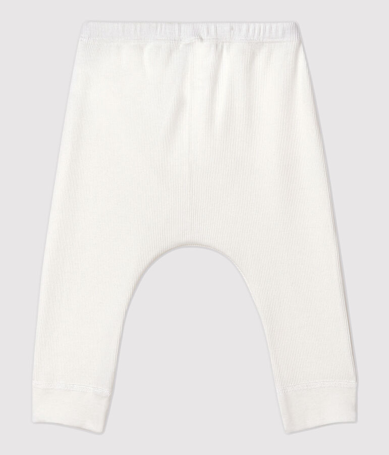 Cale&ccedil;on b&eacute;b&eacute; en c&ocirc;te 2x2 en coton biologique blanc MARSHMALLOW