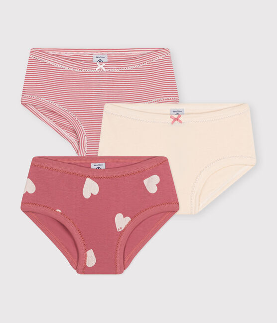 Lot de 3 culottes taille haute cœur en coton enfant variante 1