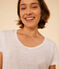 Tee-shirt Le Droit col rond en lin femme blanc ECUME