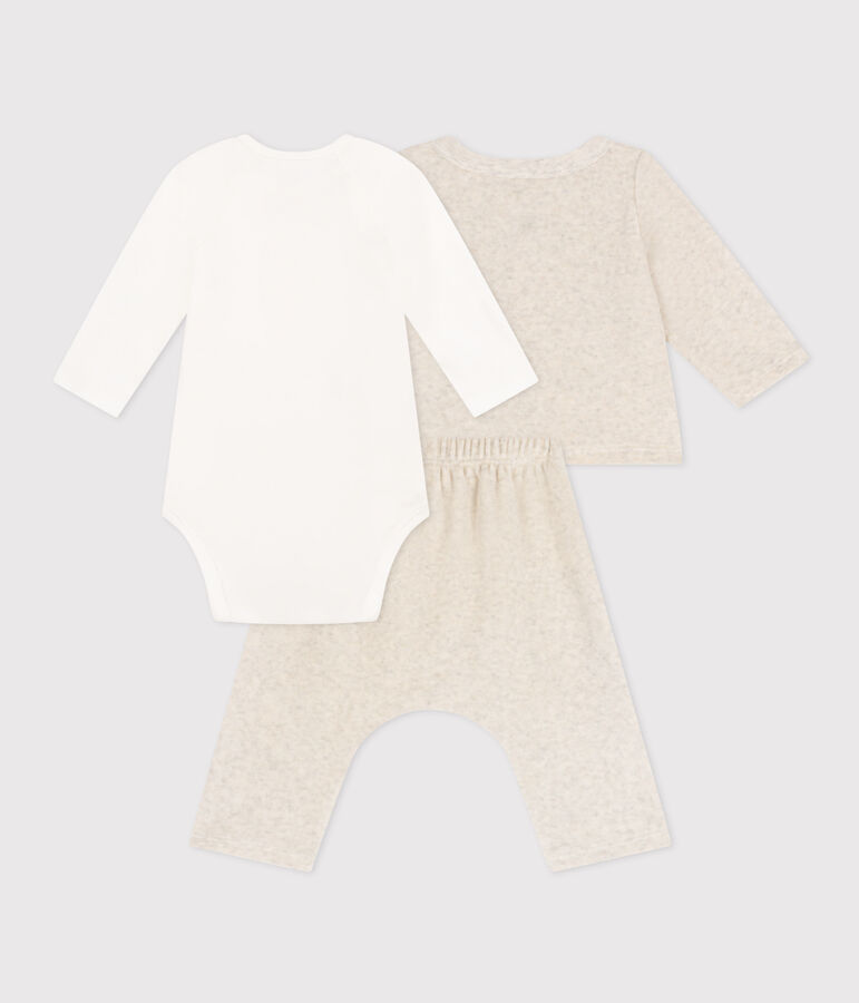 Ensemble en velours et body b&eacute;b&eacute; beige