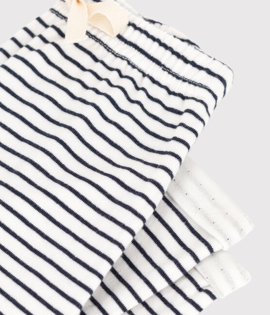 Pantalon à rayures marinières bébé en tubique en coton blanc MARSHMALLOW/bleu SMOKING