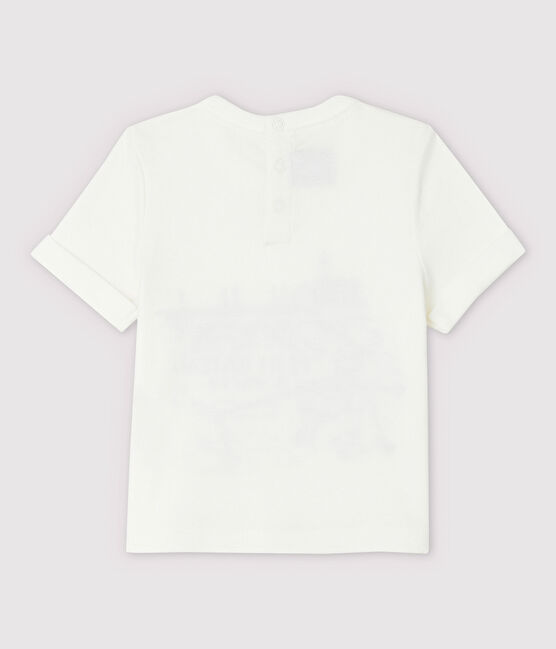 Tee-shirt manches courtes en coton bébé garçon blanc MARSHMALLOW