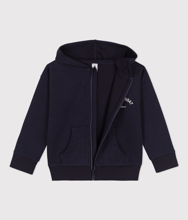 Sweatshirt zipp&eacute; Petit Boat &agrave; capuche enfant fille / gar&ccedil;on bleu marine