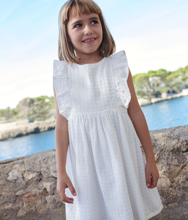 Robe sans manche enfant en coton blanc