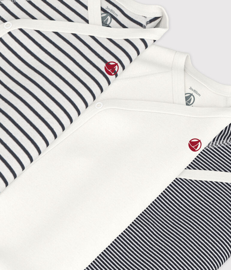 Lot de 3 bodies crois&eacute;s manches longues en coton b&eacute;b&eacute; variante 1