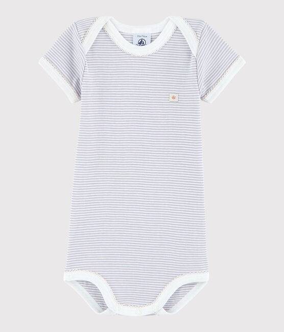 Body manches courtes bébé fille rose SILENE/blanc MARSHMALLOW