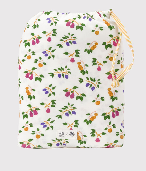 Carr&eacute; de bain et gant b&eacute;b&eacute; imprim&eacute;s fruits blanc/jaune/multicouleur