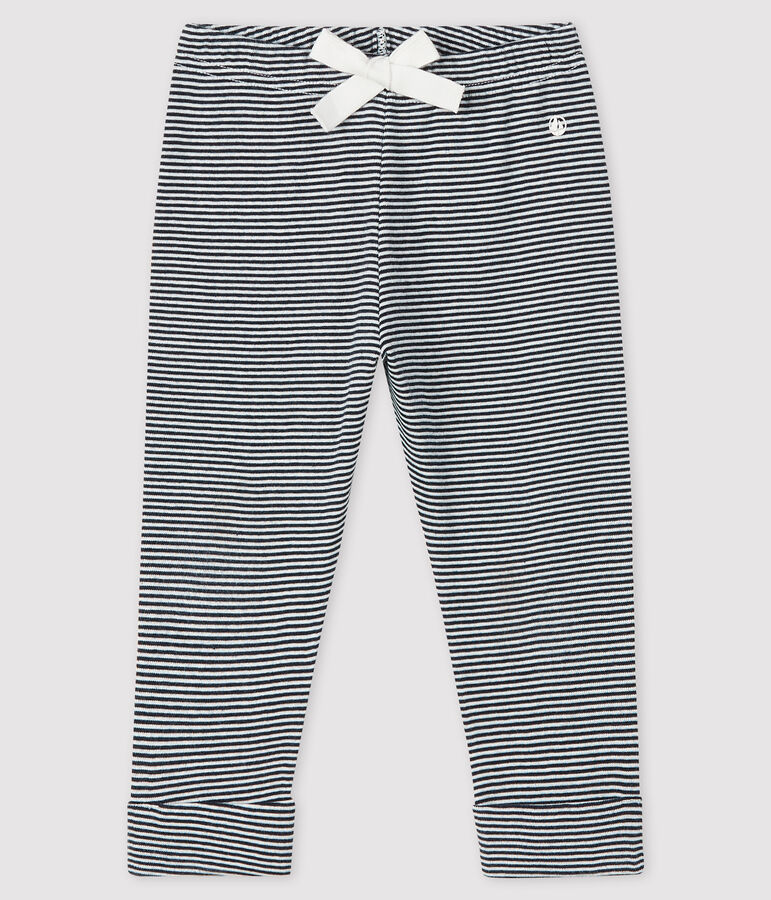 Pantalon milleraies b&eacute;b&eacute; fille bleu/blanc