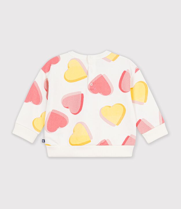 Sweatshirt b&eacute;b&eacute; en coton imprim&eacute; c&oelig;urs blanc/multicouleur