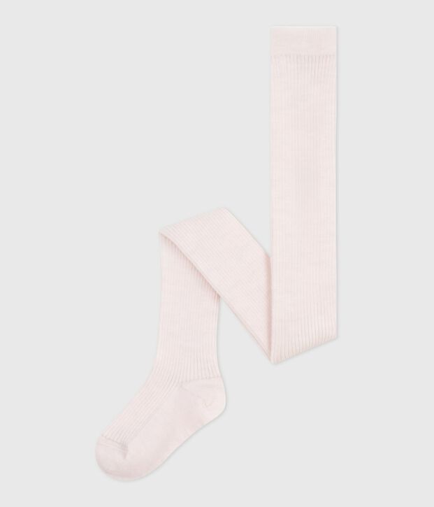 Collant enfant en laine rose clair