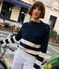 Pull en coton femme bleu SMOKING/ AVALANCHE